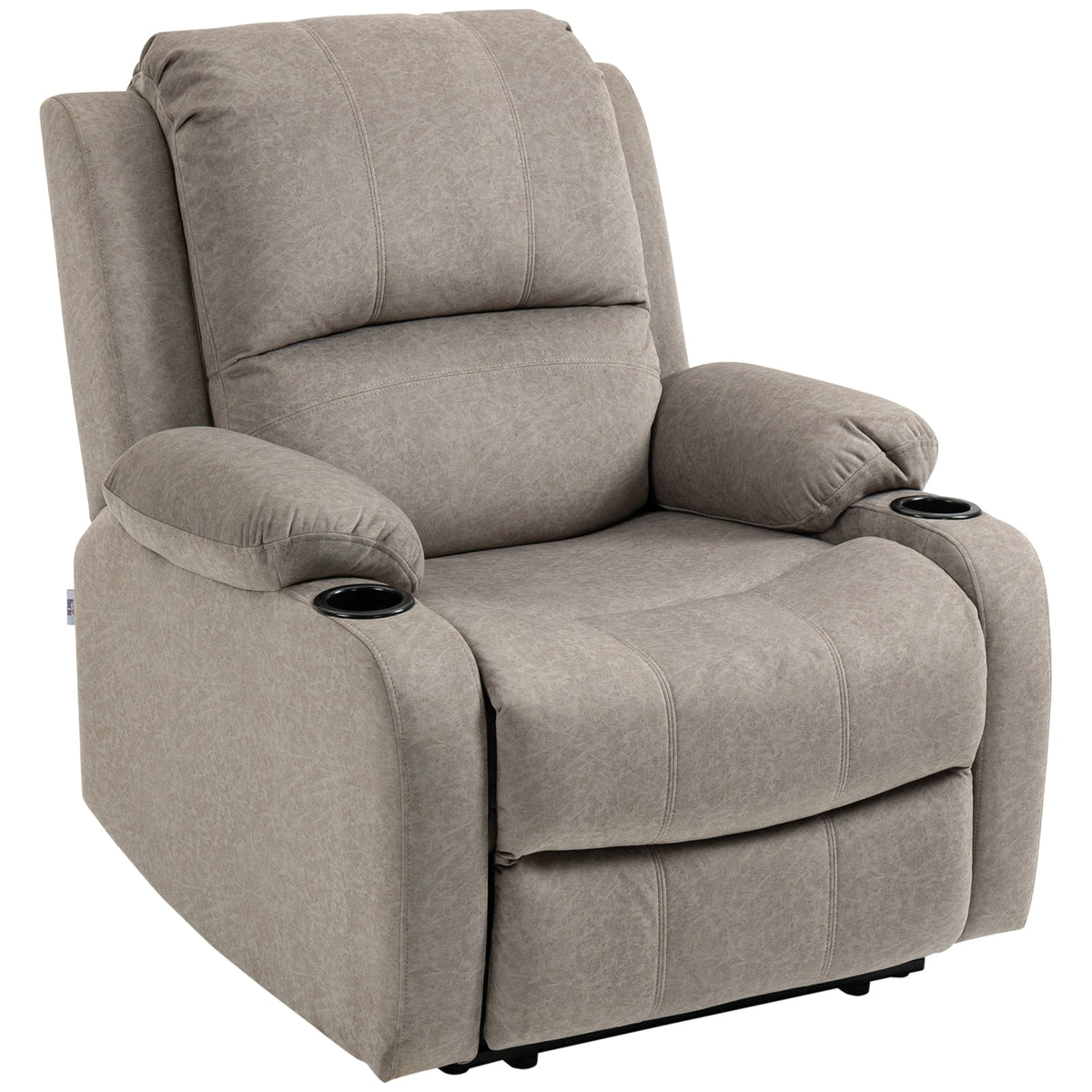 HOMCOM Recliner Chair in brown microfibre with cup holders on both armrests