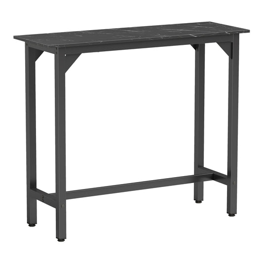 HOMCOM Rectangular Bar Table with a black marble effect top and dark grey metal legs