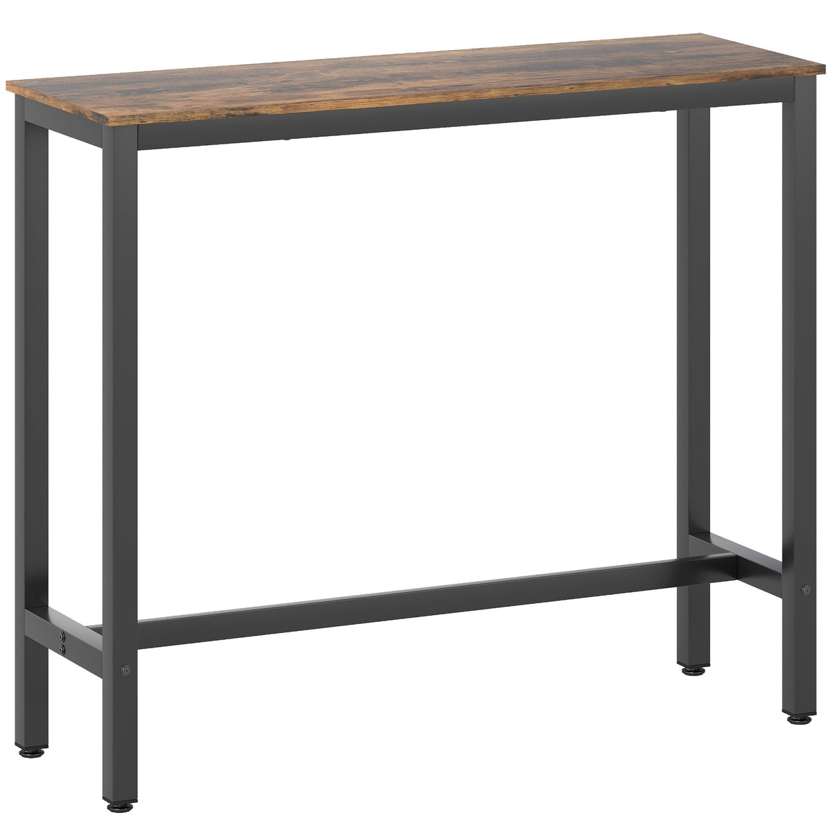 HOMCOM Rectangular Bar Table with a rustic brown wooden top and a black metal frame