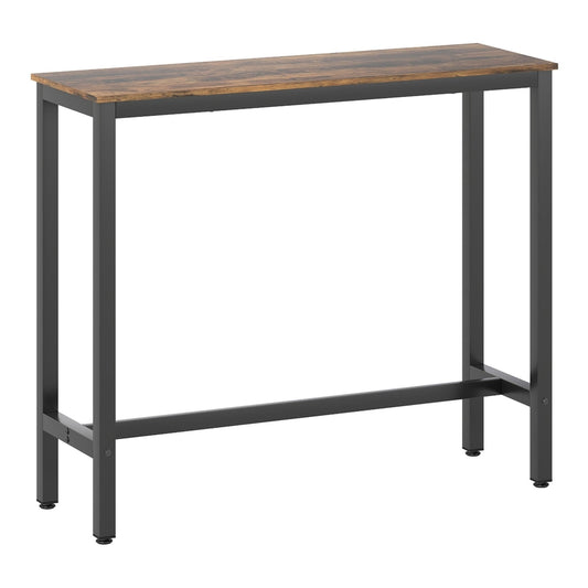 HOMCOM Rectangular Bar Table with a rustic brown wooden top and a black metal frame
