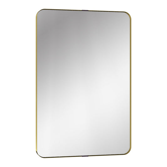 HOMCOM Rectangular Wall Mirror with a gold aluminium alloy frame