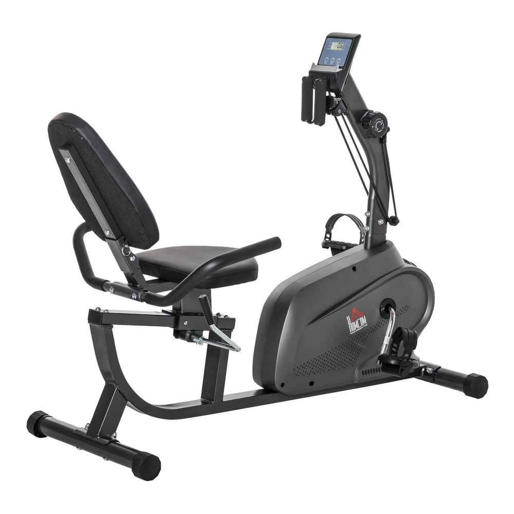HOMCOM Recumbent Exercise Bike Recovery Exerciser in black with a padded seat and digital monitor