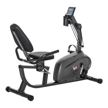 HOMCOM Recumbent Exercise Bike Recovery Exerciser in black with a padded seat and digital monitor