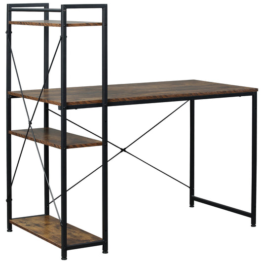 HOMCOM Reversible Computer Desk with a tall side shelving unit and a spacious work surface