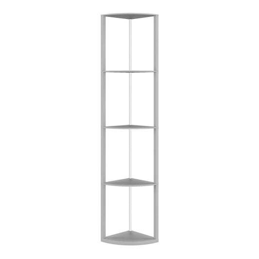HOMCOM RGB LED Floor Lamp with Shelves, a tall grey corner unit with four shelves and a white central pole