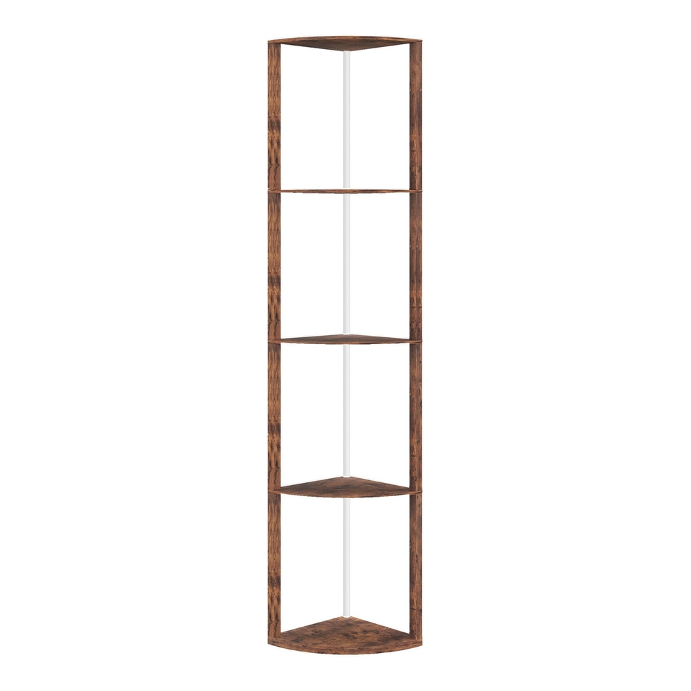 HOMCOM RGB Standing Lamp with Shelves, a tall corner unit with four shelves and a rustic brown finish