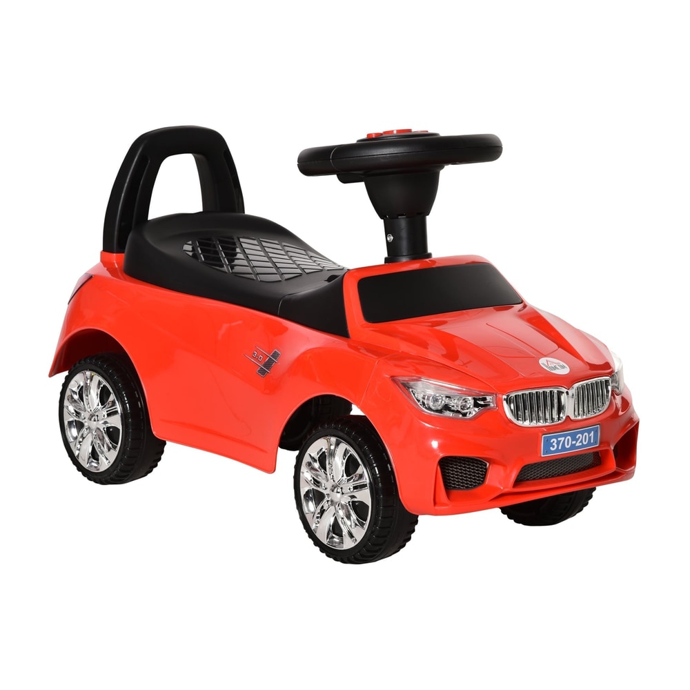 HOMCOM Ride on Car a red foot to floor sliding car with a black seat and steering wheel