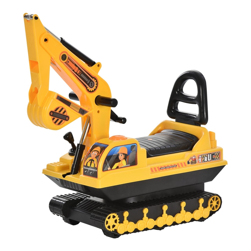 HOMCOM Ride On Excavator Toy Tractors Digger Movable Walker Construction Truck in yellow and black