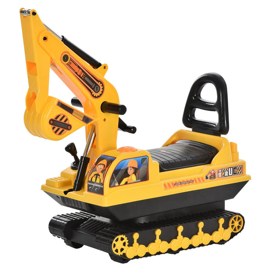 HOMCOM Ride On Excavator Toy Tractors Digger Movable Walker Construction Truck in yellow and black