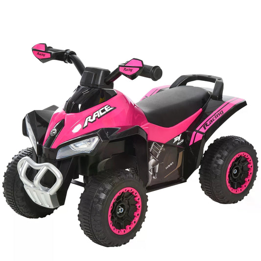 HOMCOM Ride on Toy in pink and black with four chunky wheels and handlebars for toddlers