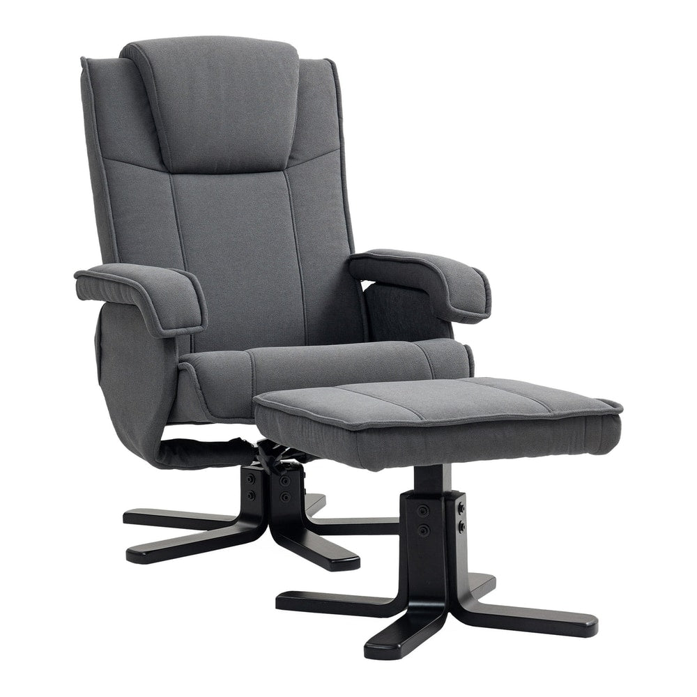 HOMCOM Rocker Swivel Recliner Chair with Footstool in charcoal grey velvet