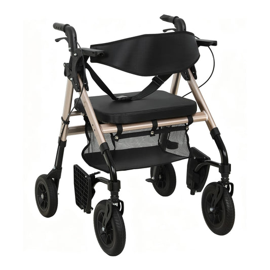 HOMCOM Rollator Walker Wheelchair with a black seat and storage bag on a white background