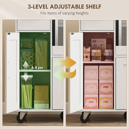 A diagram showing the adjustable shelf in the kitchen furniture at different heights