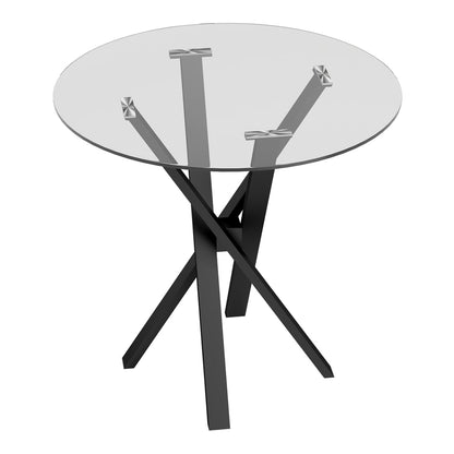 HOMCOM Round Dining Table for 4 in Clear