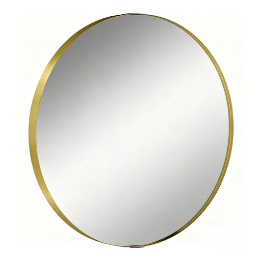 HOMCOM Round Wall Mirror 61 cm with a gold tone aluminium alloy frame and tempered safety glass