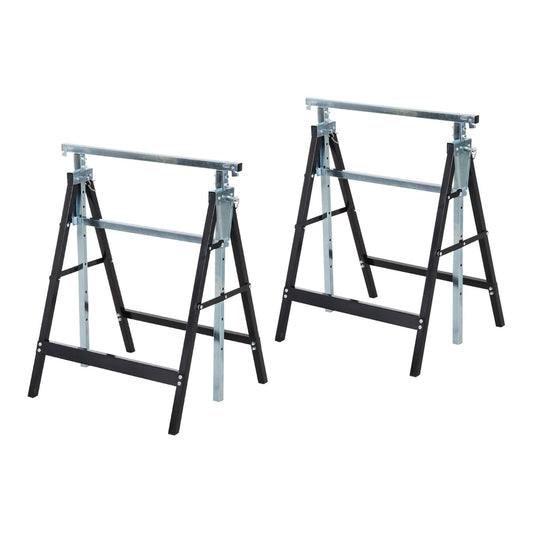 HOMCOM Set of 2 Adjustable Telescopic Builders Trestle shown from the front