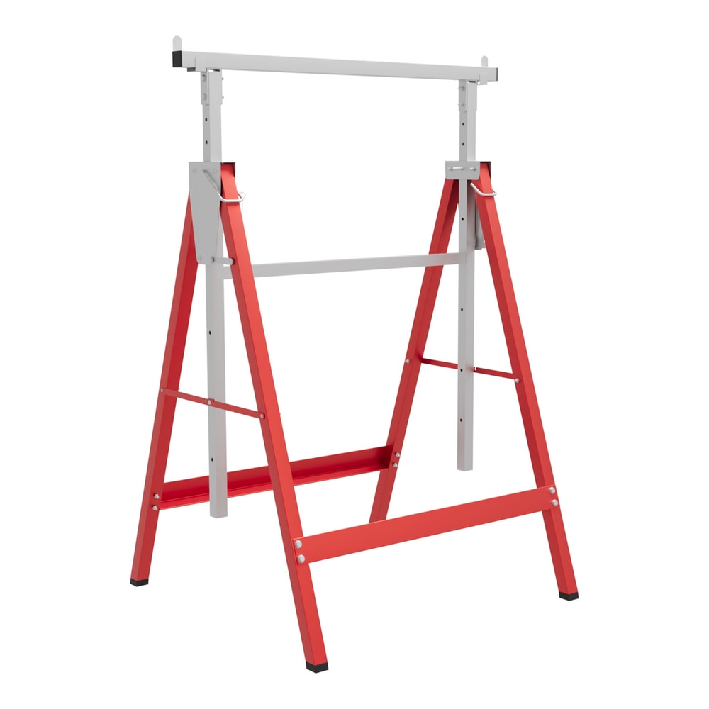 HOMCOM Set of 2 Adjustable Telescopic Builders Trestle in red and silver standing on a white background