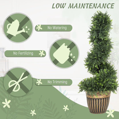 The artificial plants displayed with icons showing no watering or maintenance required