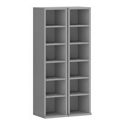 HOMCOM Set of 2 CD Media Display Shelf Unit Tower Rack with adjustable shelves in light grey
