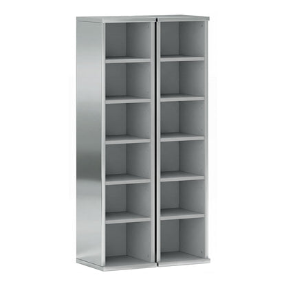 HOMCOM Set of 2 CD Media Display Shelf Unit Tower Rack with adjustable shelves in high gloss grey