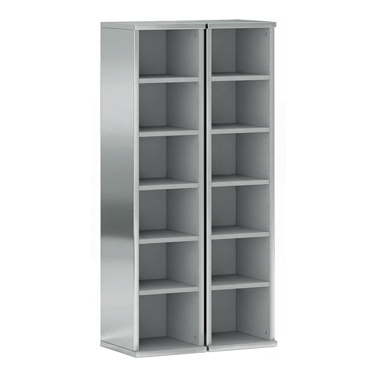 HOMCOM Set of 2 CD Media Display Shelf Unit Tower Rack with adjustable shelves in high gloss grey
