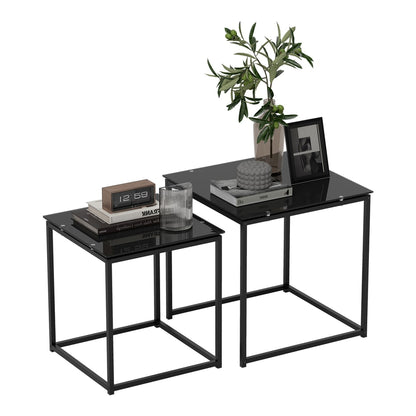 HOMCOM Set of 2 Coffee Table in Black