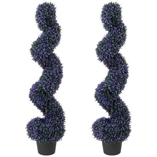 HOMCOM Set of 2 Decorative Artificial Plants standing side by side against a plain white background