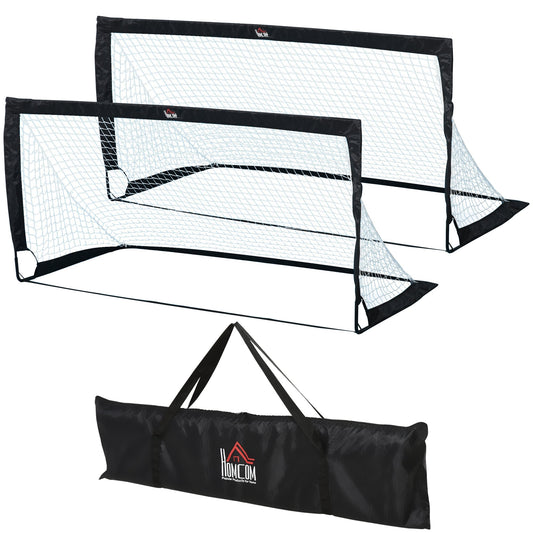 HOMCOM Set of 2 Football Goal Net with a black carrying bag