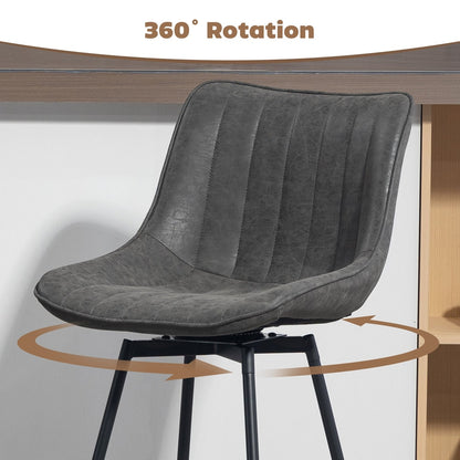 Close up of the swivel mechanism on a grey PU leather bar stool