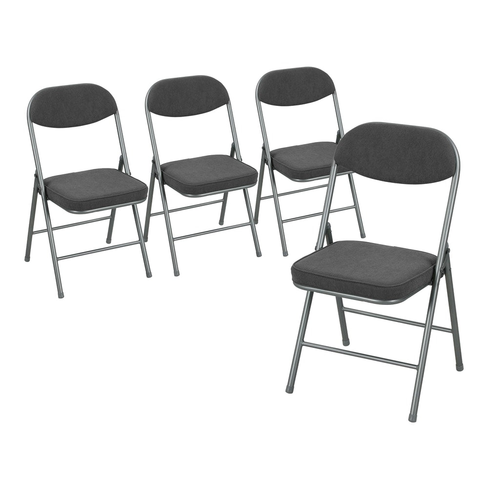 HOMCOM Set of Four Folding Corduroy Seat Chairs arranged in a group against a white background