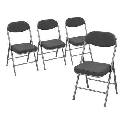 HOMCOM Set of Four Folding Corduroy Seat Chairs arranged in a group against a white background