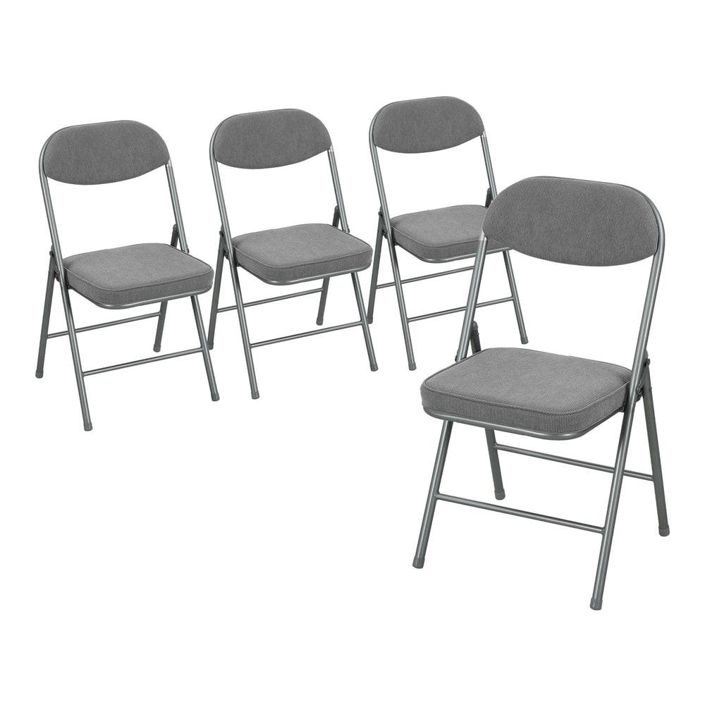 HOMCOM Set of Four Folding Corduroy Seat Chairs arranged in a group against a white background