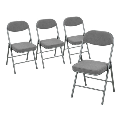 HOMCOM Set of Four Folding Corduroy Seat Chairs arranged in a group against a white background