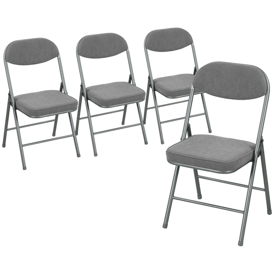 HOMCOM Set of Four Folding Corduroy Seat Chairs arranged in a group against a white background