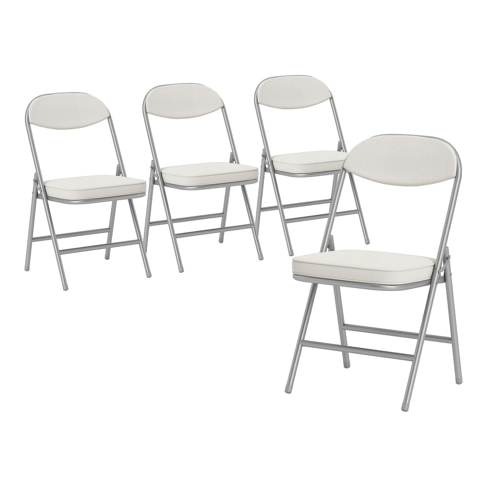 HOMCOM Set of Four Folding Corduroy Seat Chairs, four chairs arranged in a group