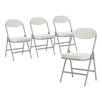 HOMCOM Set of Four Folding Corduroy Seat Chairs, four chairs arranged in a group