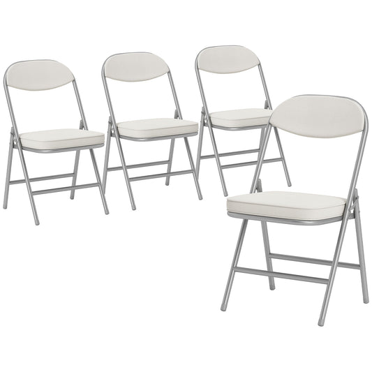 HOMCOM Set of Four Folding Corduroy Seat Chairs, four chairs arranged in a group