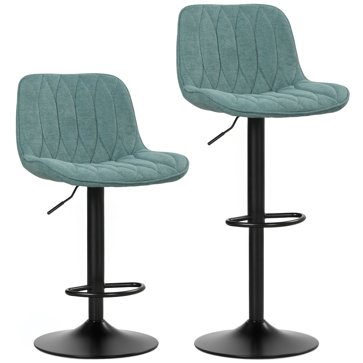 HOMCOM Set of Two Linen-Look Bar Stools in Blue
