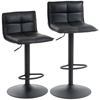 HOMCOM Set of Two Modern Faux Leather Bar Stools shown against a plain white background