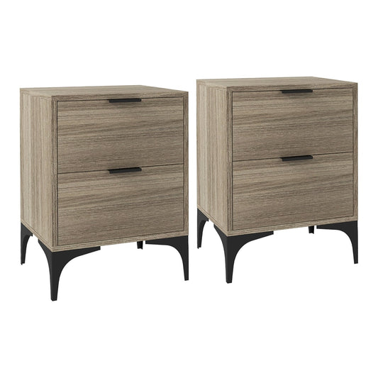 HOMCOM Set of Two Wood Effect Bedside Tables in Grey