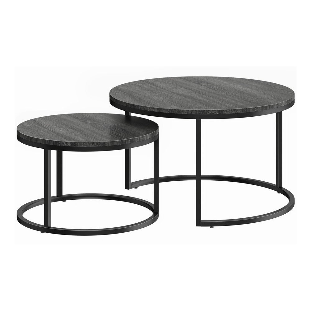 HOMCOM Set of Two Wood-Effect Stacking Tables in black wood grain finish