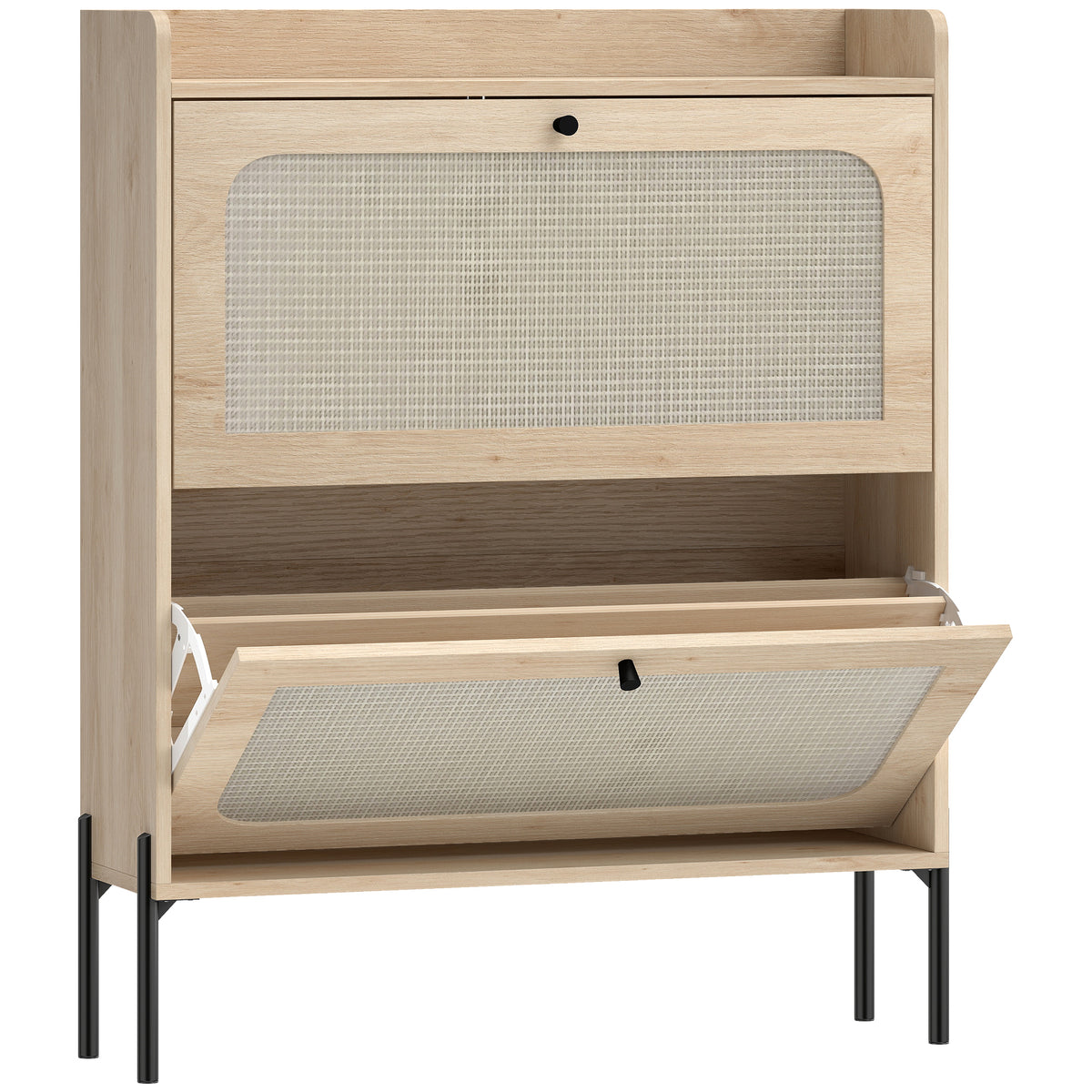 HOMCOM Shoe Cabinet with 2 Flip Drawers in Oak