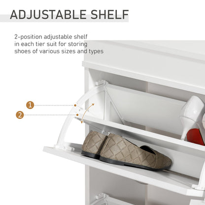 Close up of the shoe storage interior showing the adjustable shelf positions for different shoes