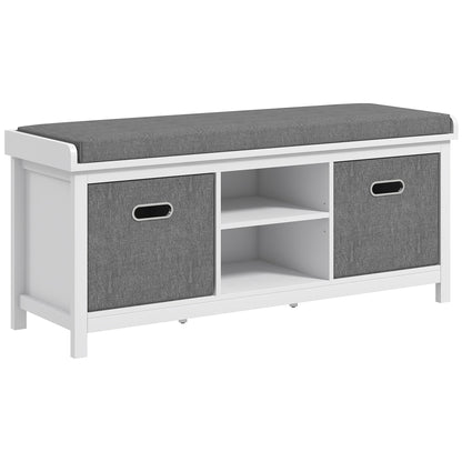 HOMCOM Shoe Storage Bench in White and Grey