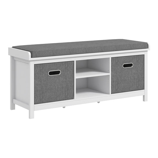 HOMCOM Shoe Storage Bench in White and Grey