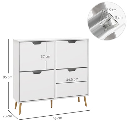 The shoe storage cabinet shown with technical lines indicating its external dimensions