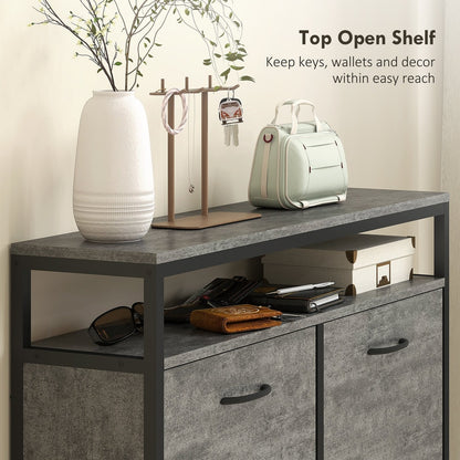 The shoe storage cabinet top shelf with keys and accessories displayed