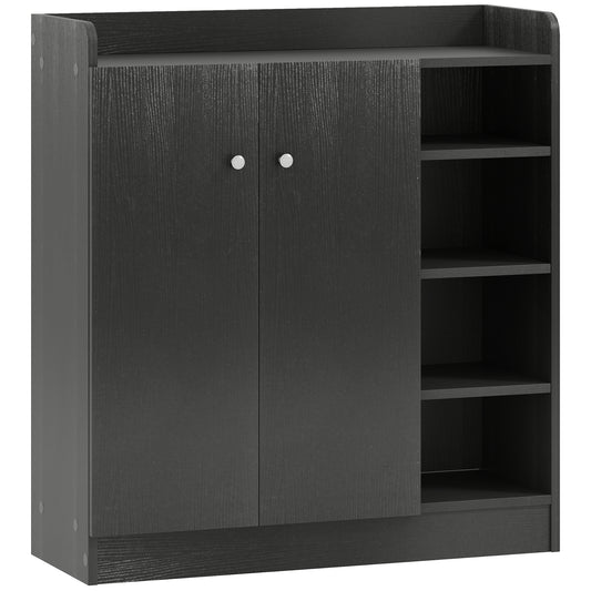 HOMCOM Shoe Storage Cabinet with Adjustable Shelves in Black