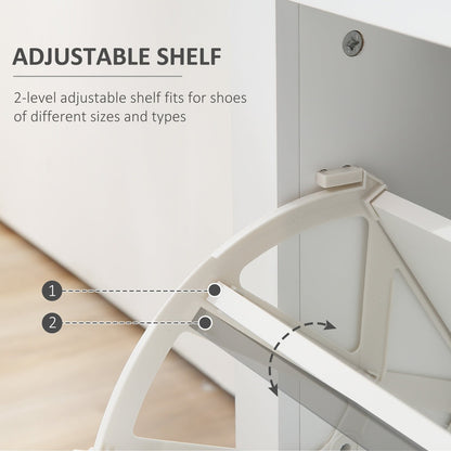 Close up of the adjustable shelf inside the shoe storage cabinet, showing shelf pegs