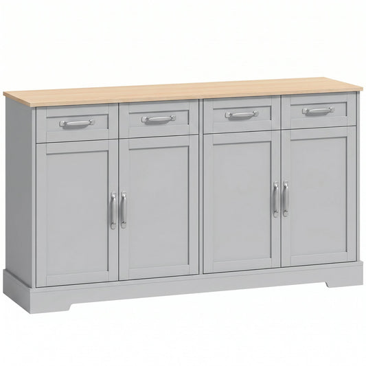 HOMCOM Sideboard Buffet Cabinet grey storage cabinet with four drawers and four doors